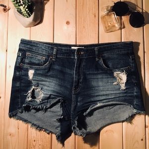 Distressed Denim Shorts
